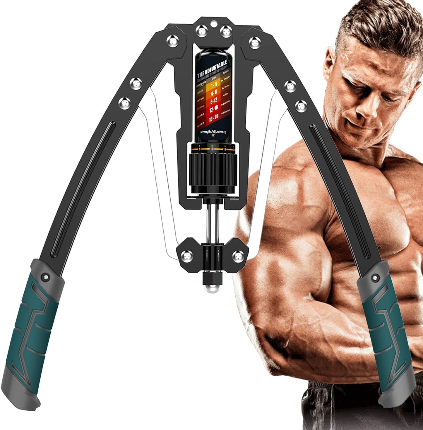 Adjustable Hydraulic Power Twister Arm Exerciser – 22-440lbs Strength Training Equipment for Home Gym, Chest & Shoulder Workout