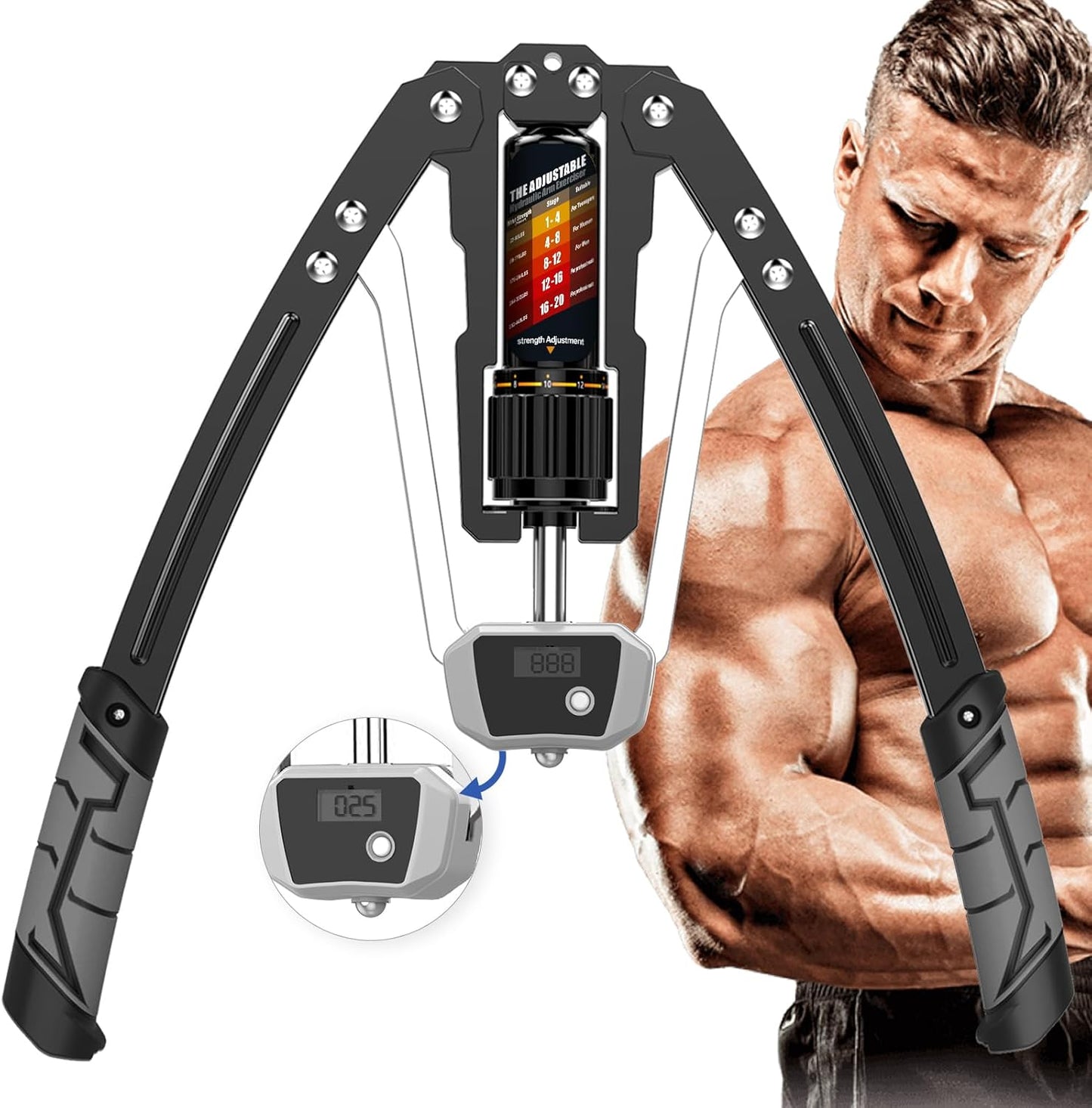Adjustable Hydraulic Power Twister Arm Exerciser – 22-440lbs Strength Training Equipment for Home Gym, Chest & Shoulder Workout