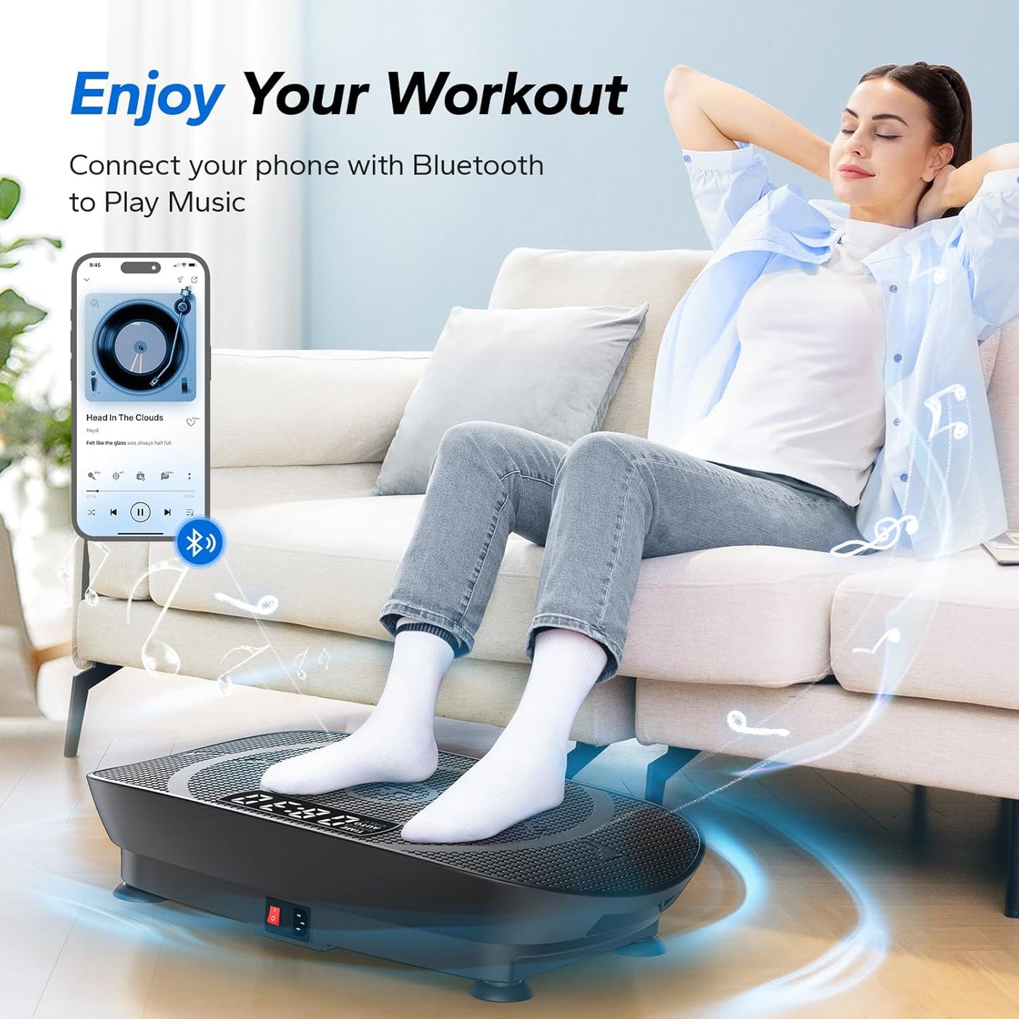 Vibration Plate Exercise Machine – Whole Body Workout Platform with Bluetooth & Silicone Pedal, Auto Mode for Home Fitness